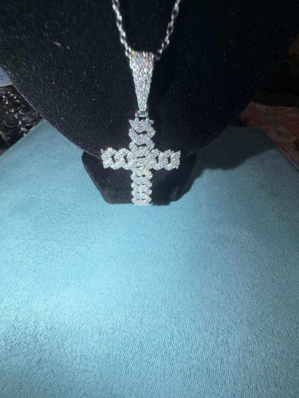 GRA Certified VVS Moissanite Cuban Link Cross Pendant